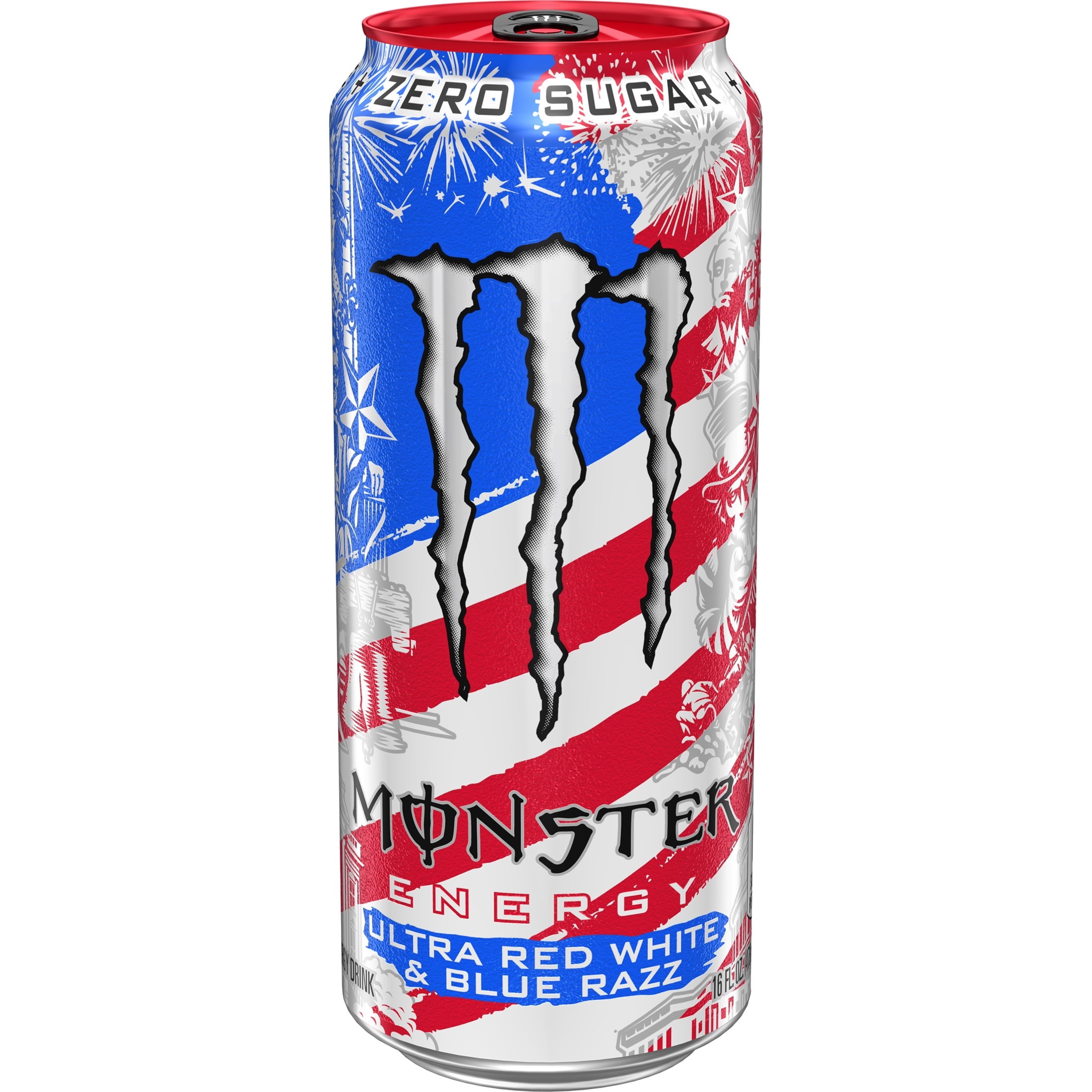 Monster Energy Ultra Red White & Blue Razz Sugar Free Energy Drink 16 fl oz 24 Pack Cans