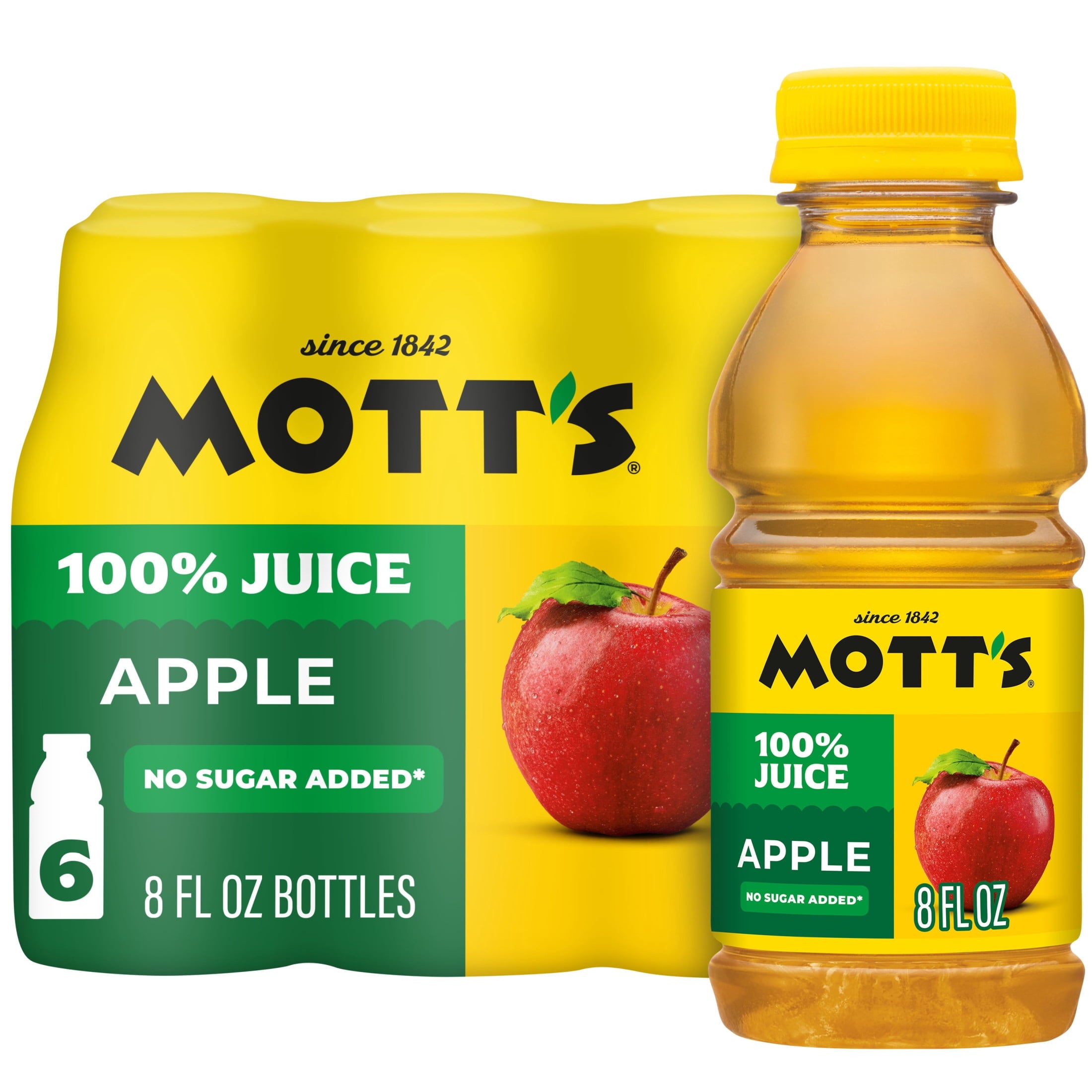 Mott's 100% Apple Juice Pulp-Free 8 fl oz 6 Count Bottles