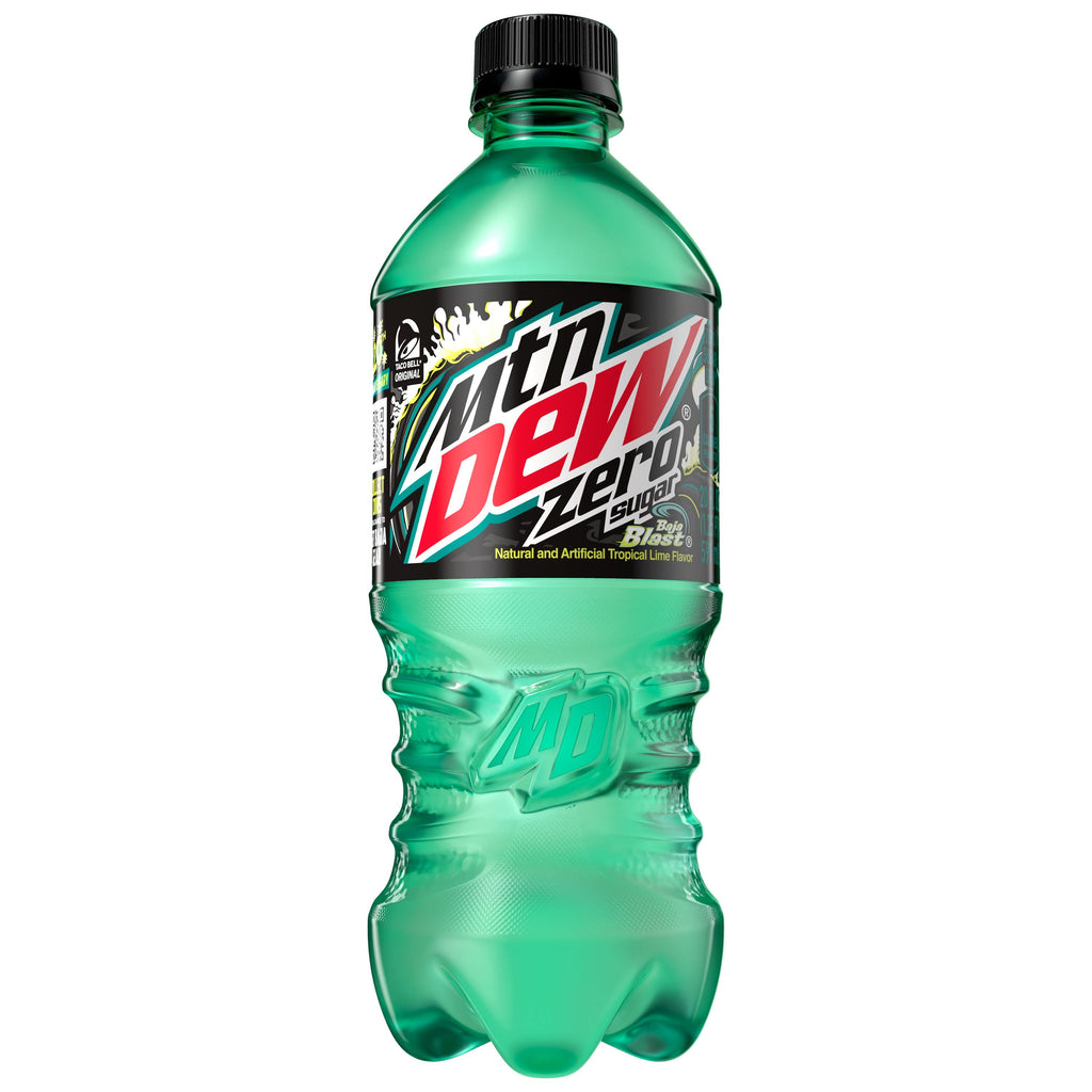 Mountain Dew Zero Sugar Baja Blast Tropical Lime Soda Pop Bottle 20 Fl Oz