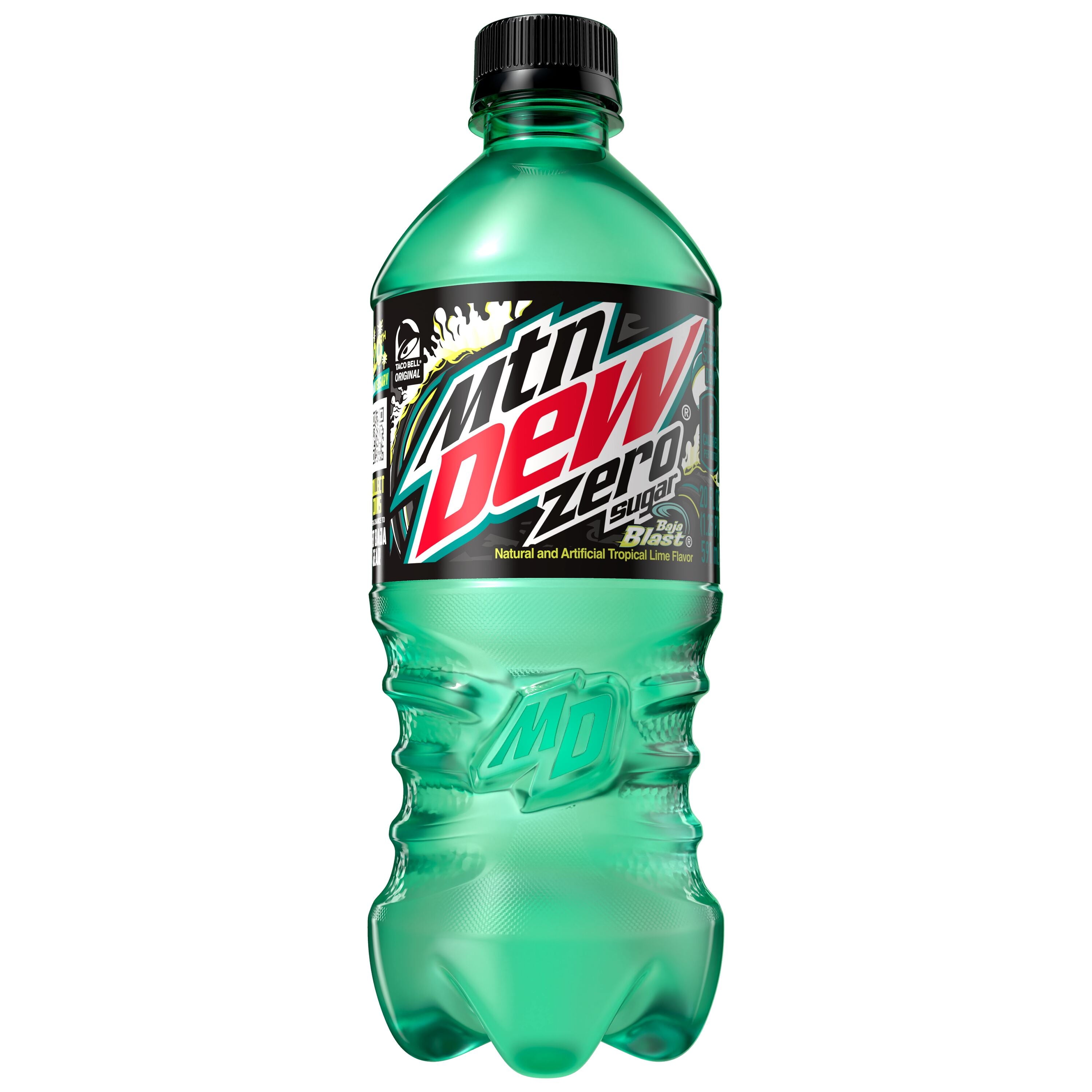 Mountain Dew Zero Sugar Baja Blast Tropical Lime Soda Pop Bottle 20 Fl Oz