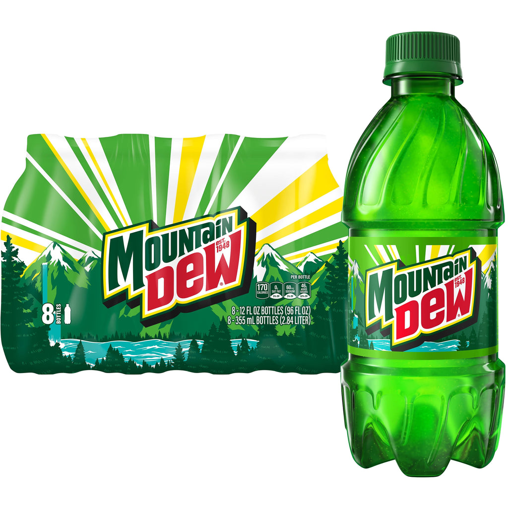 Mountain Dew Citrus Soda Pop Bottles 12 Fl Oz 8 Pack