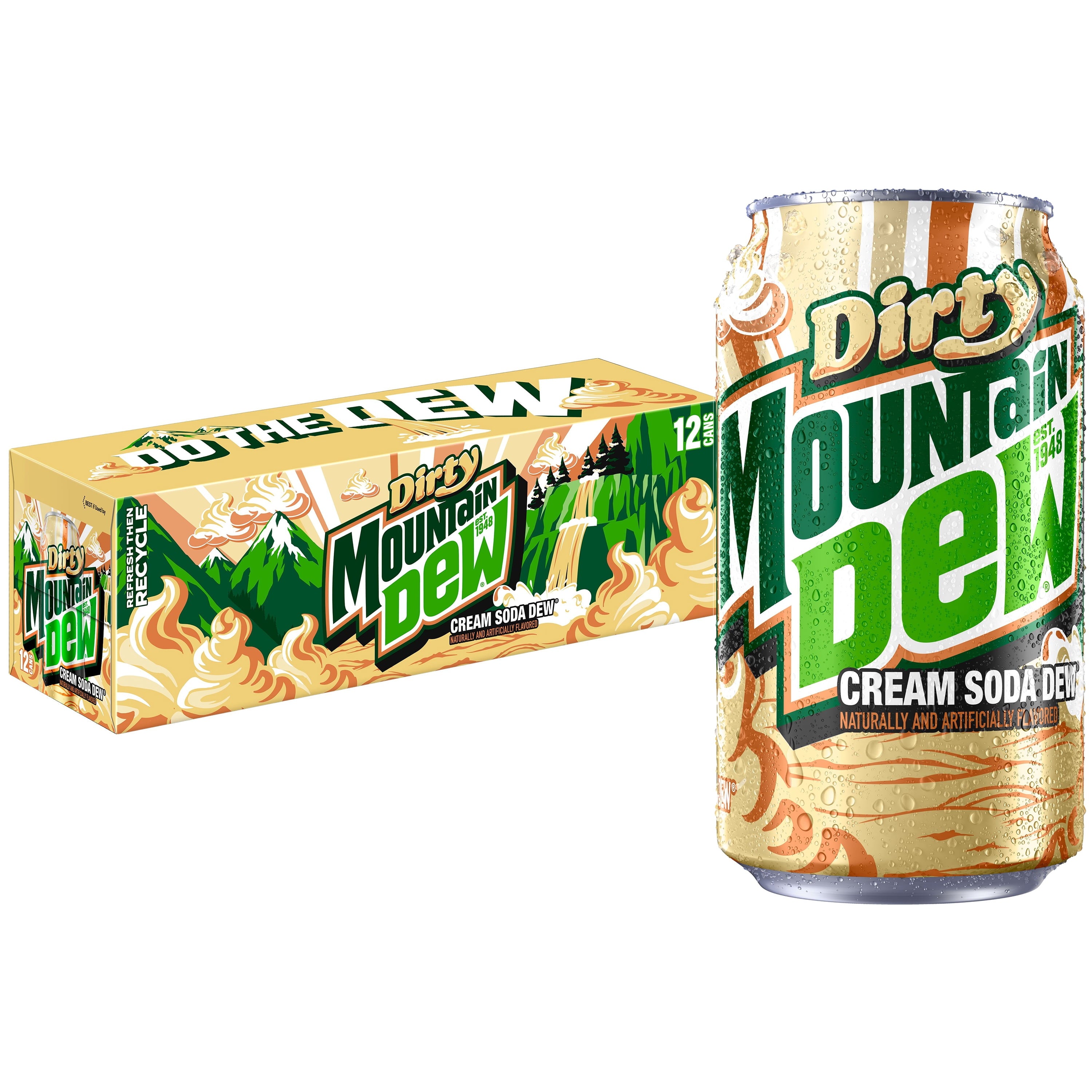 Mountain Dew Dirty Dew Cream Soda Pop Cans 12 Fl Oz 12 Pack