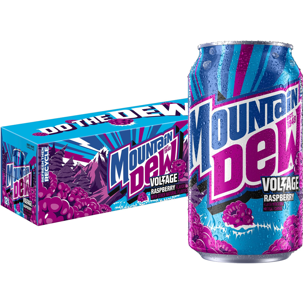 Mountain Dew Voltage Raspberry Citrus Soda Pop Cans 12 Fl Oz 12 Pack