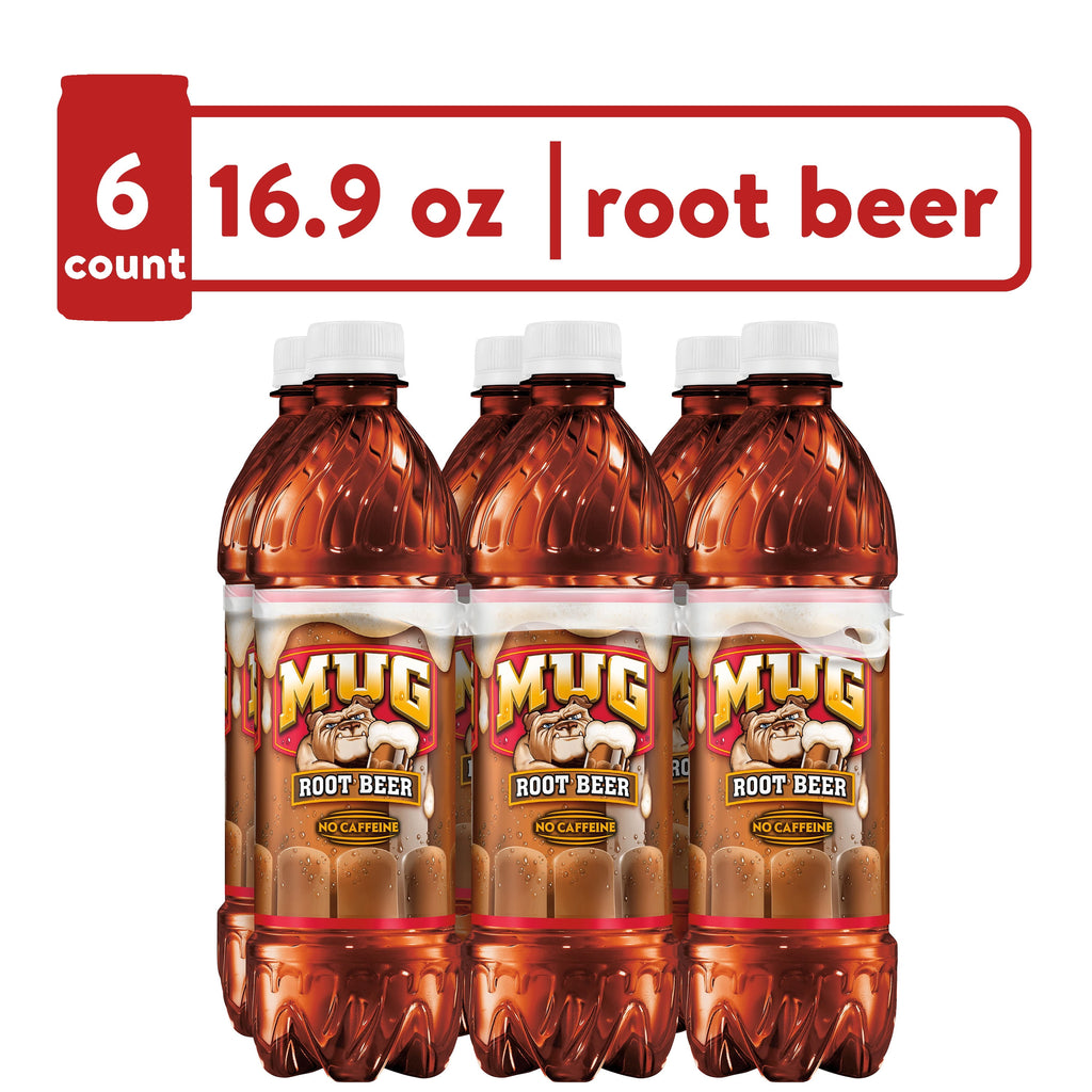 Mug Root Beer Caffeine Free Soda Pop Bottles 16.9 Fl Oz 6 Pack
