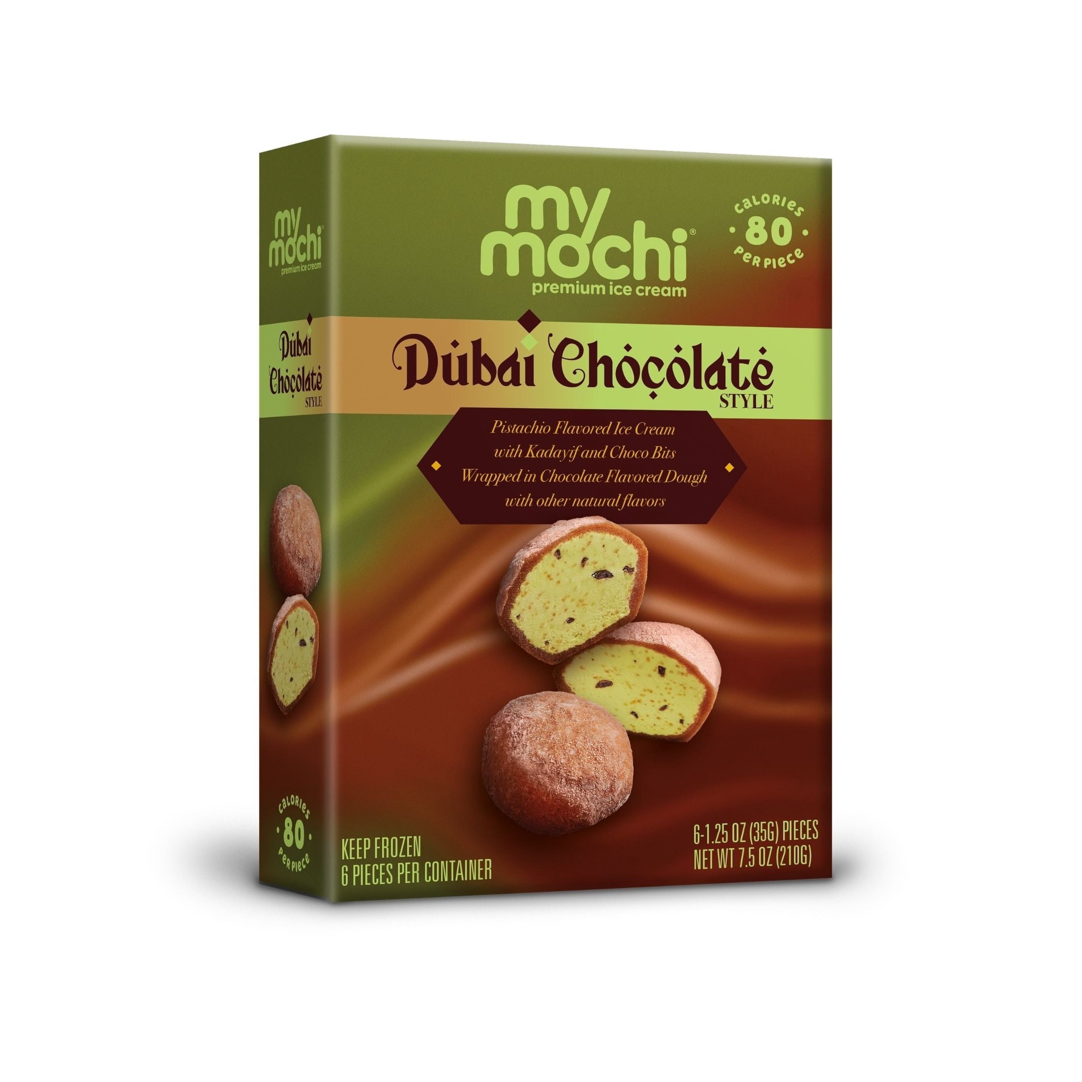 My/Mochi Ice Cream Dubai Chocolate Mochi 6 Count 7.5 Oz Box