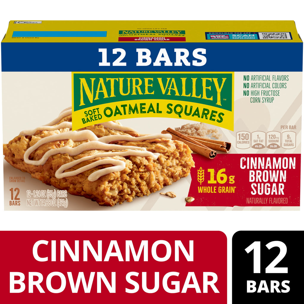 Soft Baked Oatmeal Squares Cinnamon Brown Sugar 14.88 Oz 12 Count Nature Valley