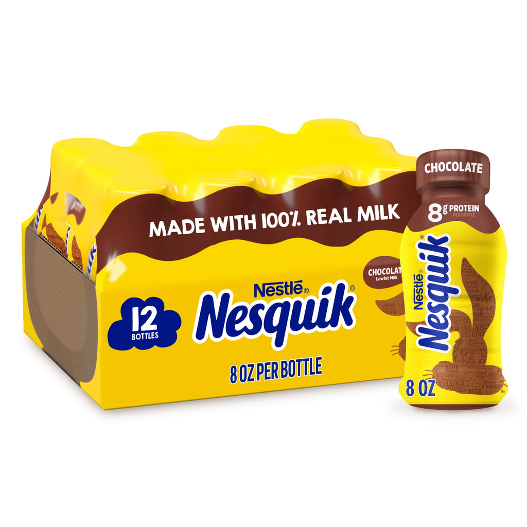 Nesquik Chocolate Low-Fat Milk Ready to Drink 8 fl oz Bottles 12 Pack