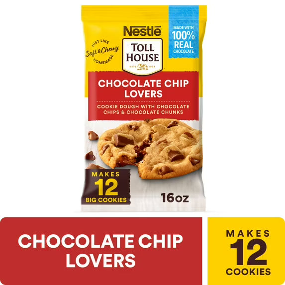Nestle Toll House Chocolate Chip Lovers Cookie Dough, Makes 12 Cookies, 16 oz
