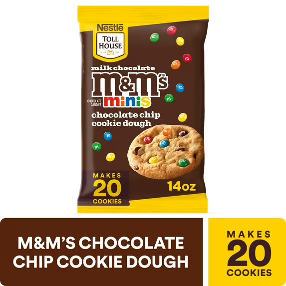 Nestle Toll House Ready to Bake M&M'S Minis Chocolate Chip Cookie Dough, Makes 20 Cookies, 14 oz