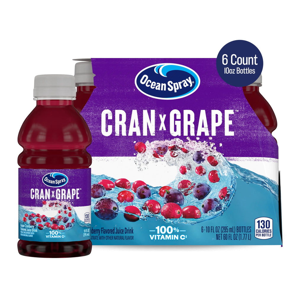Ocean Spray Cran-Grape Cranberry Grape Juice Drink 10 fl oz Bottles 6 Count