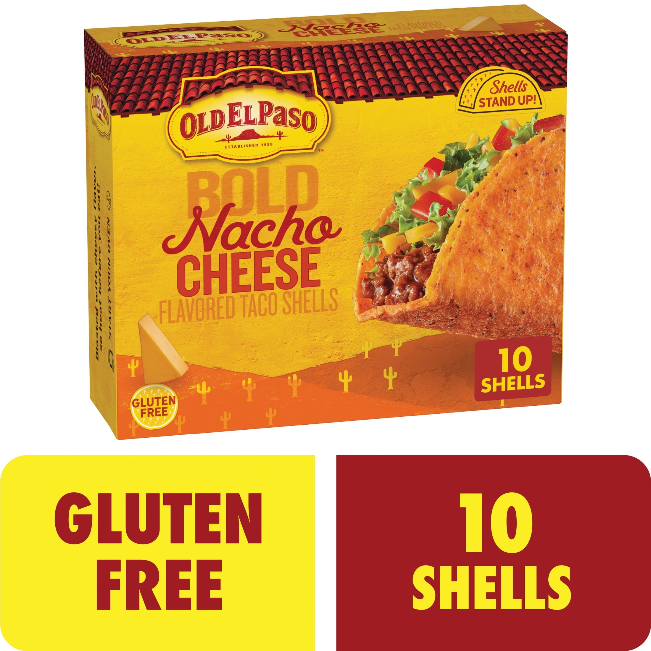 Stand 'N Stuff Bold Nacho Cheese Taco Shells 5.4 Oz 10 Count Old El Paso
