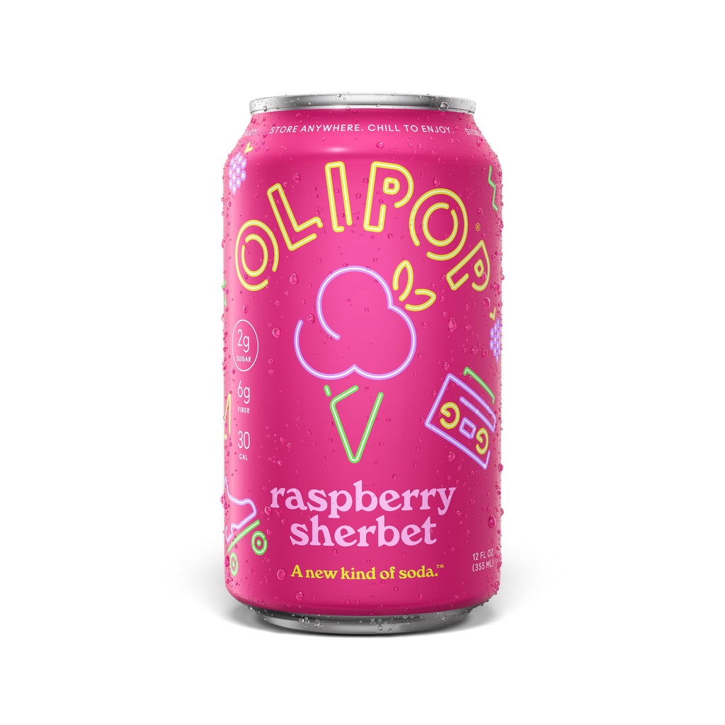 OLIPOP Raspberry Sherbet Prebiotic Soda Can 12 Fl Oz