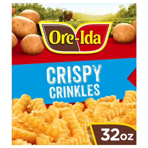 Ore-Ida Crispy Crinkles French Fried Frozen Potatoes, 1 Bag, for Easy Snacks and Dinner Sides, Gluten-Free, 32 oz