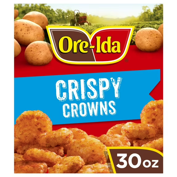 Ore-Ida Crispy Crowns Seasoned Shredded Frozen Potatoes, 1 Bag, for Easy Snacks and Dinner Sides, Gluten-Free, 30 oz
