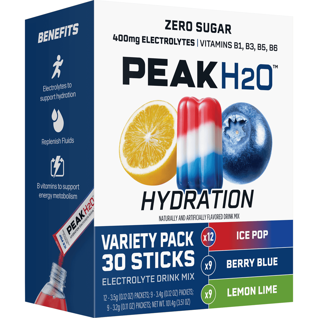 Peak H2O Sugar-Free Hydration Electrolyte Drink Mix Variety Pack 2.1 oz 30 Count