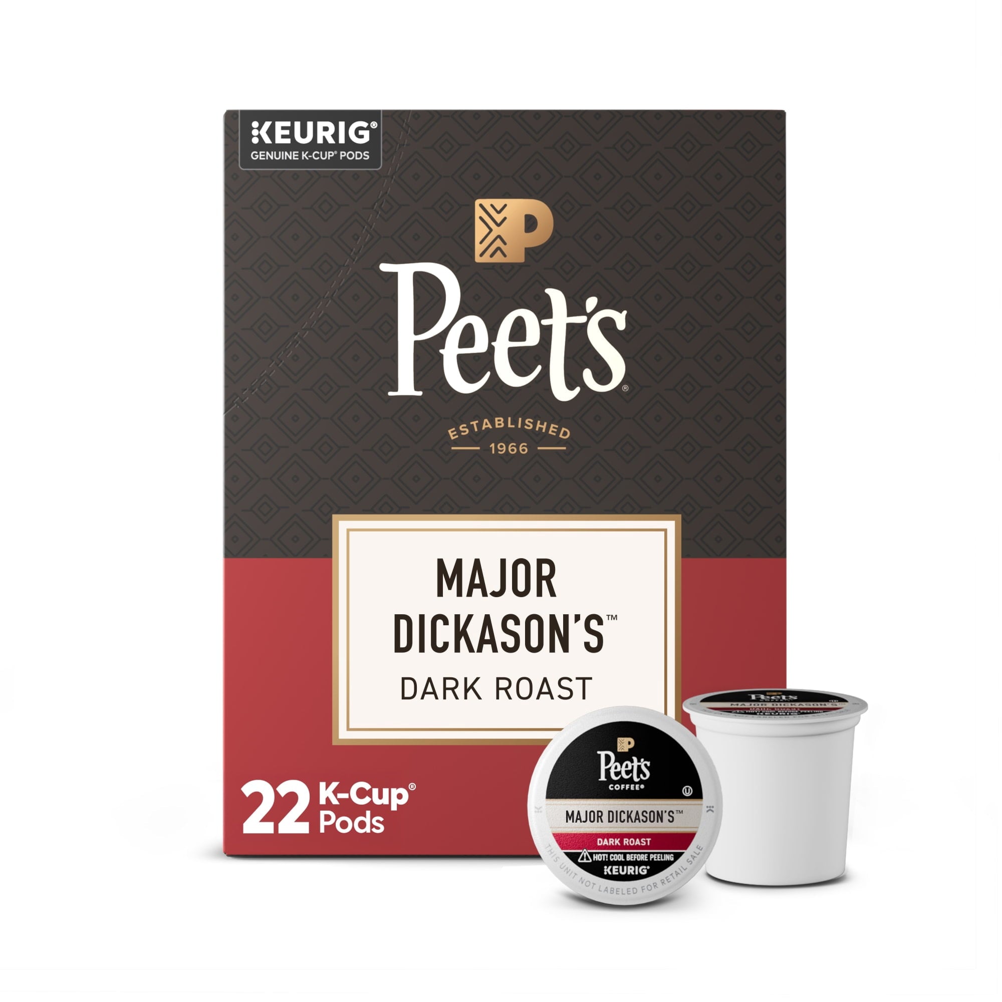 Peet's Major Dickason's Blend Naturally Caffeinated Dark Roast Coffee K-Cup Pods 22 Count