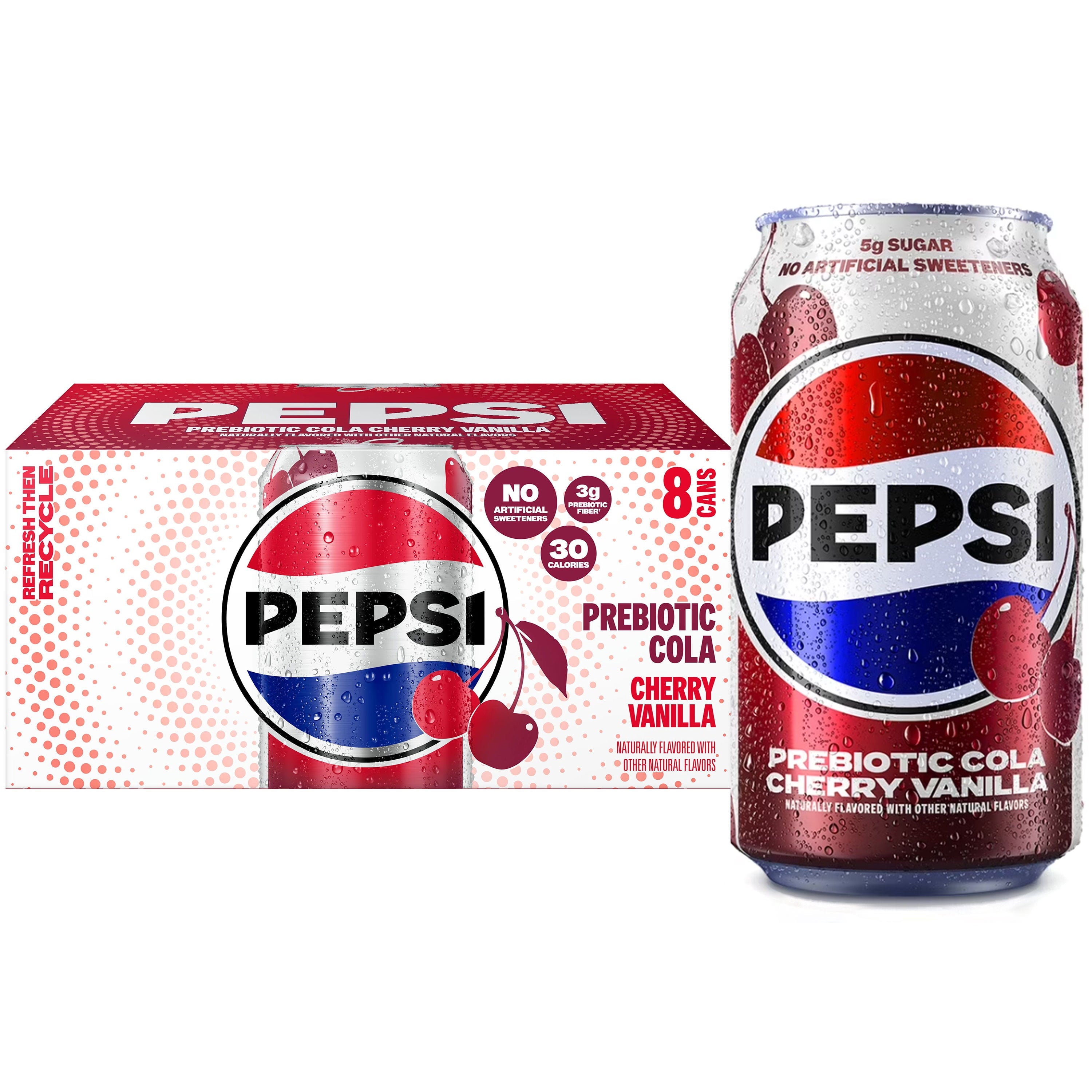 Pepsi Prebiotic Cola Soda Pop Cans 12 Fl Oz 8 Pack