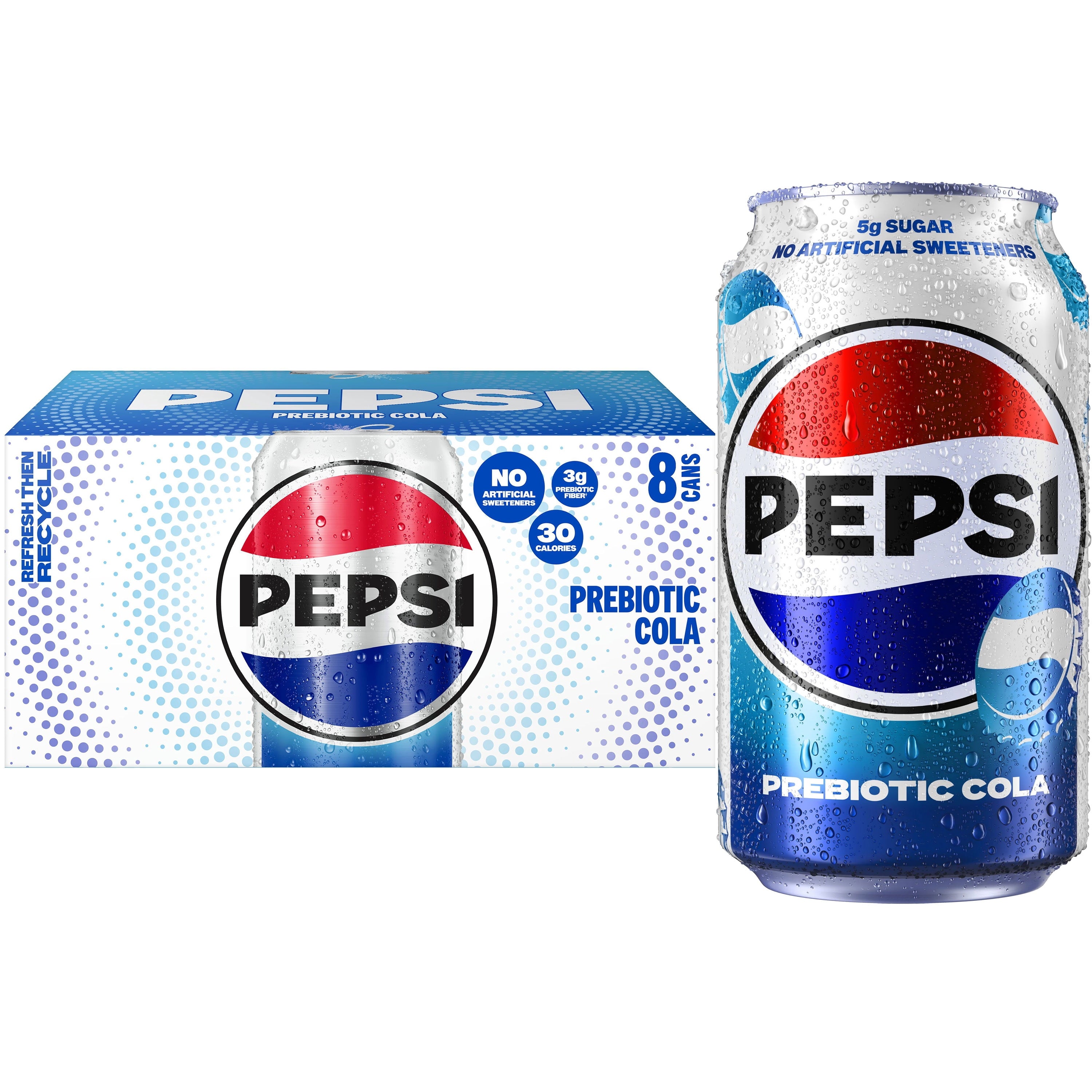 Pepsi Prebiotic Cola Soda Pop Cans 12 Fl Oz 8 Pack
