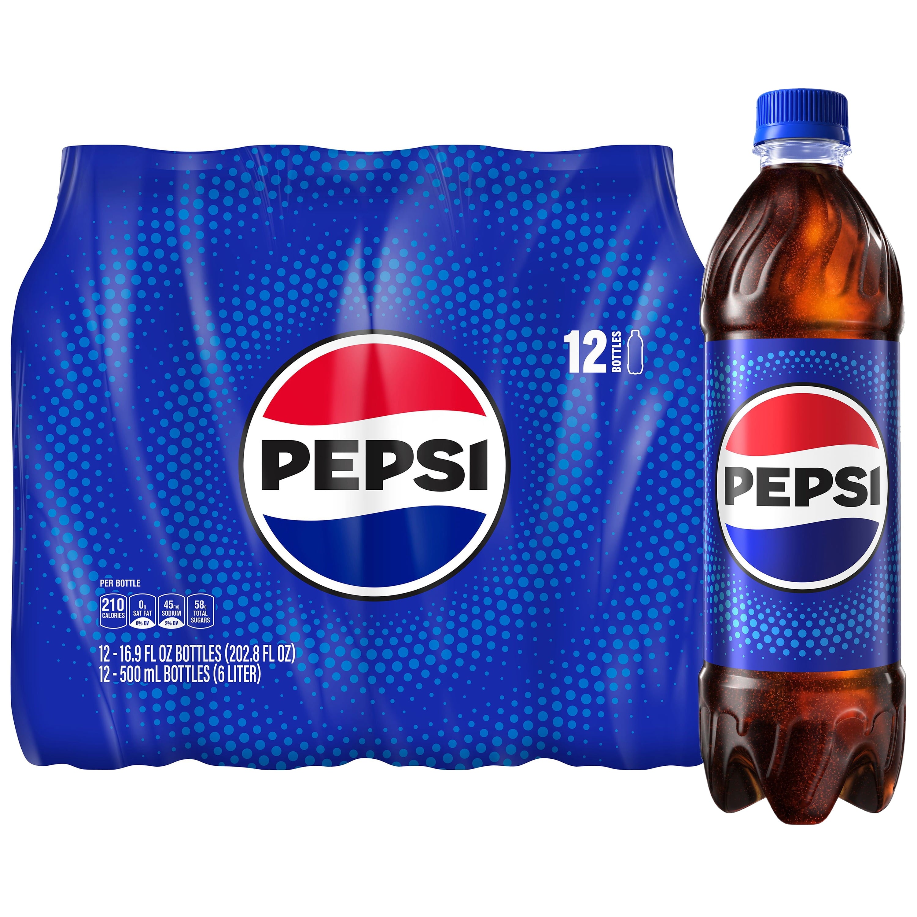 Pepsi Cola Soda Pop Bottles 16.9 Fl Oz 12 Pack
