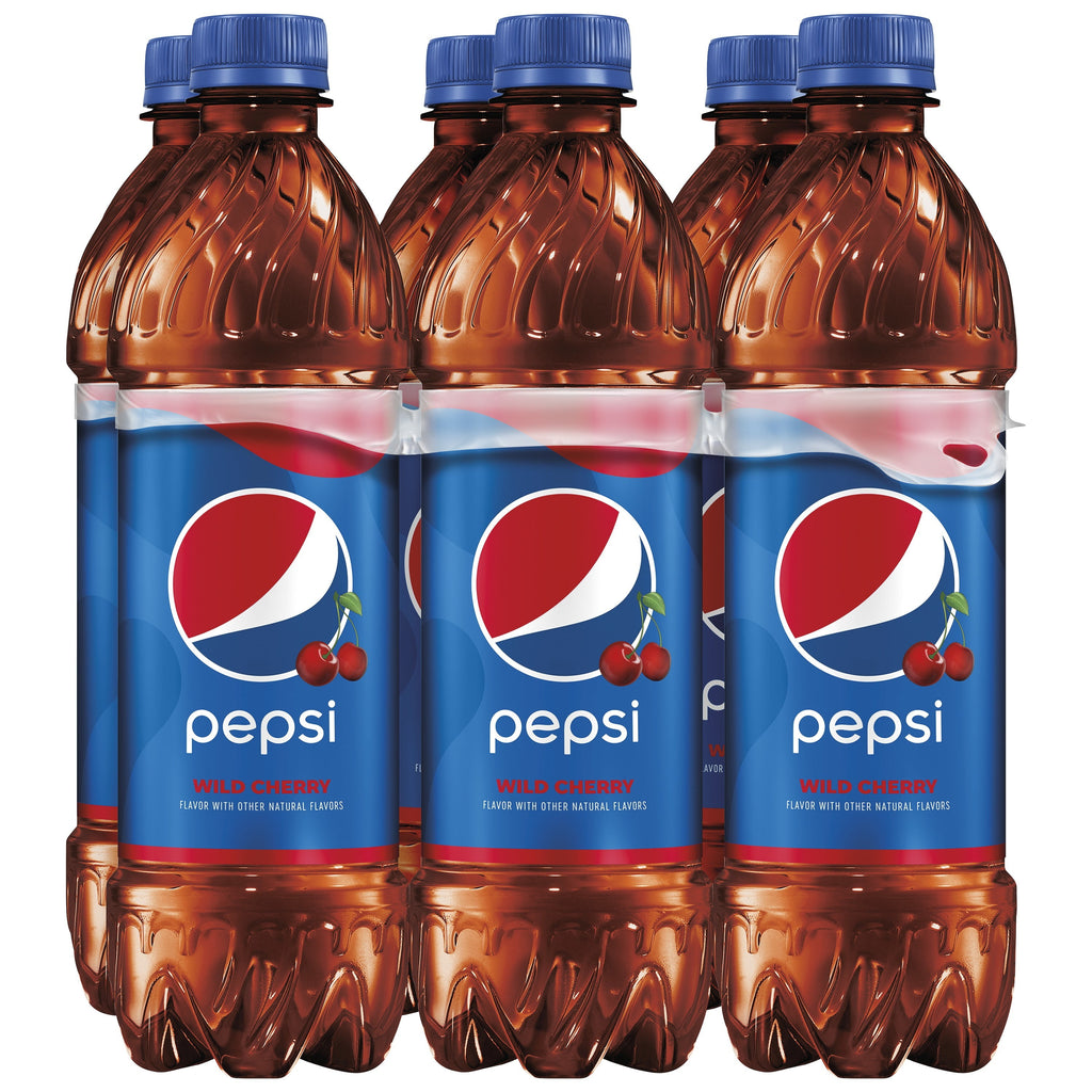 Pepsi Wild Cherry Cola Soda Pop Bottles 16.9 Fl Oz 6 Pack