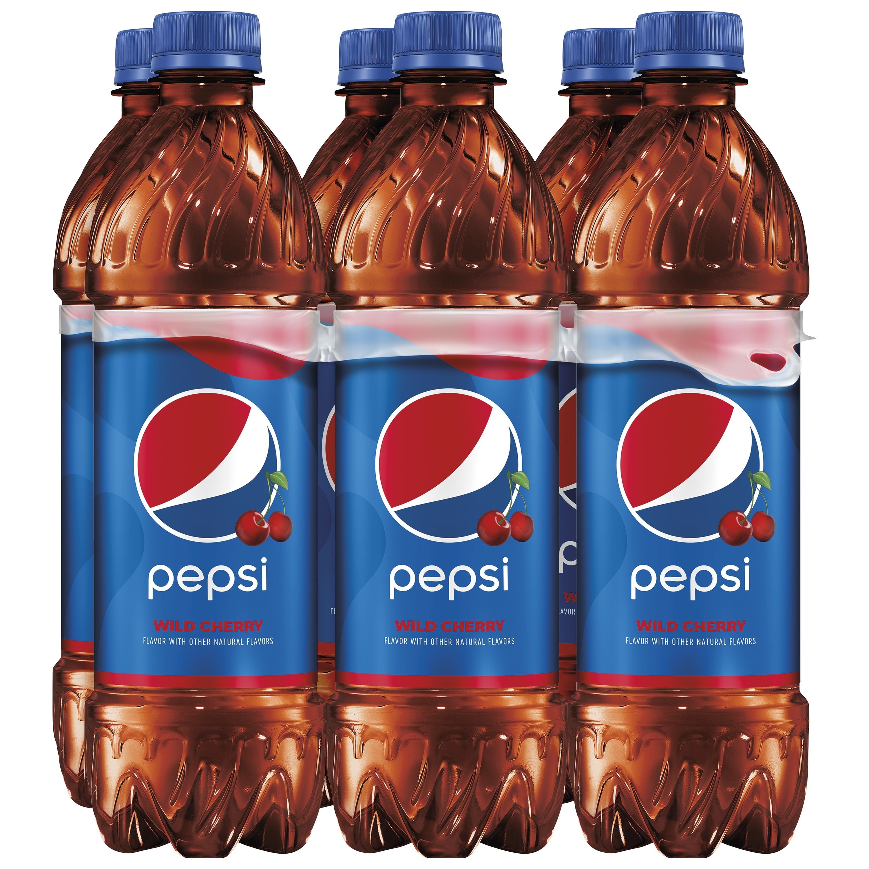 Pepsi Wild Cherry Cola Soda Pop Bottles 16.9 Fl Oz 6 Pack