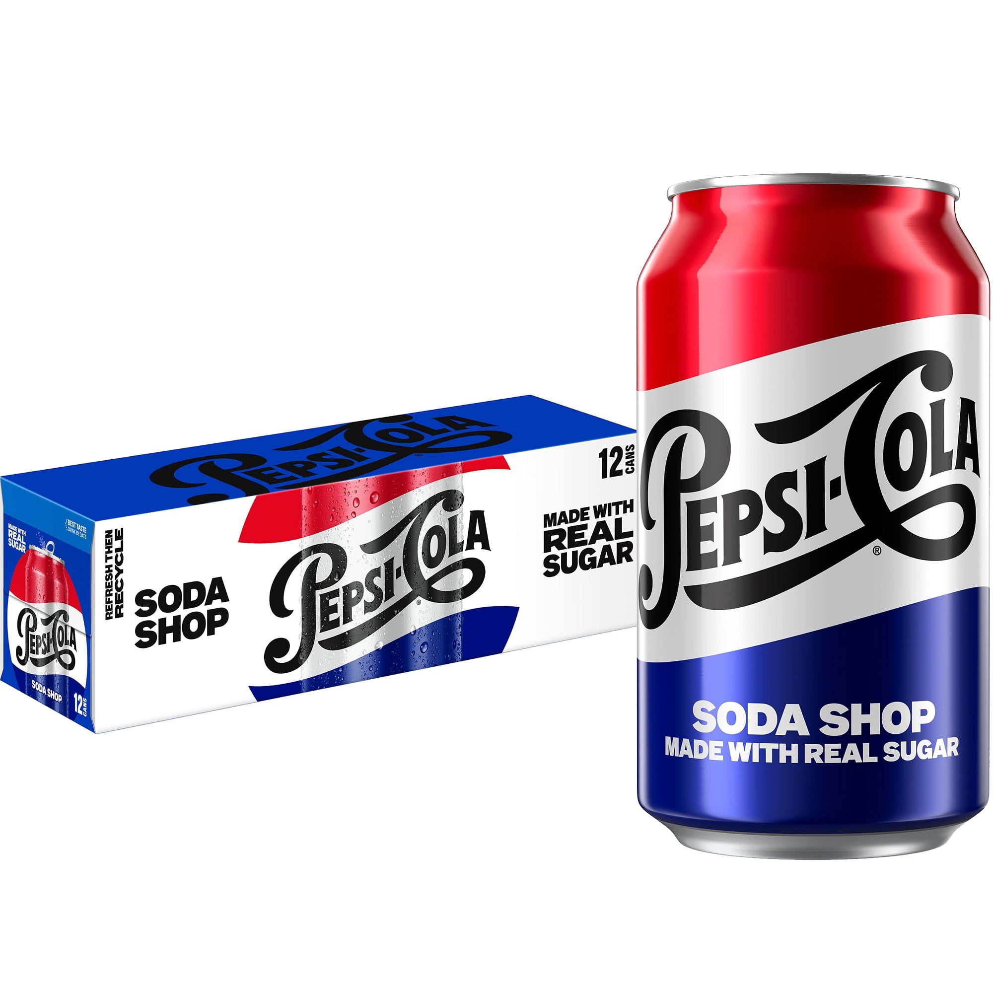 Pepsi Made with Real Sugar Cola Soda Pop Cans 12 Fl Oz 12 Pack