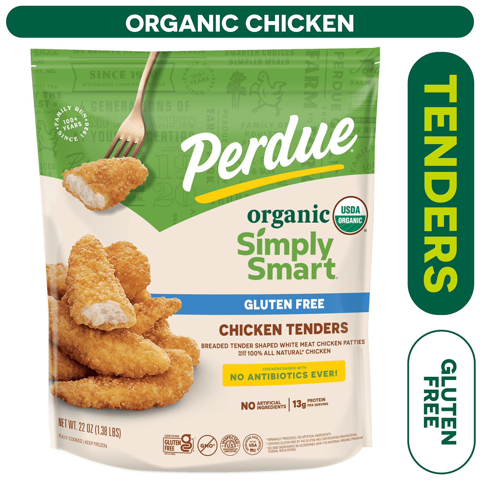 Perdue Simply Smart Organics Gluten Free Breaded Chicken Breast Tenders Frozen 22 Oz