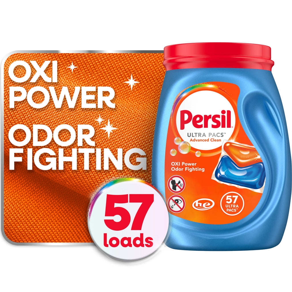 Persil Ultra Pacs Advanced Clean Laundry Detergent Oxi+Odor Power 57 Count