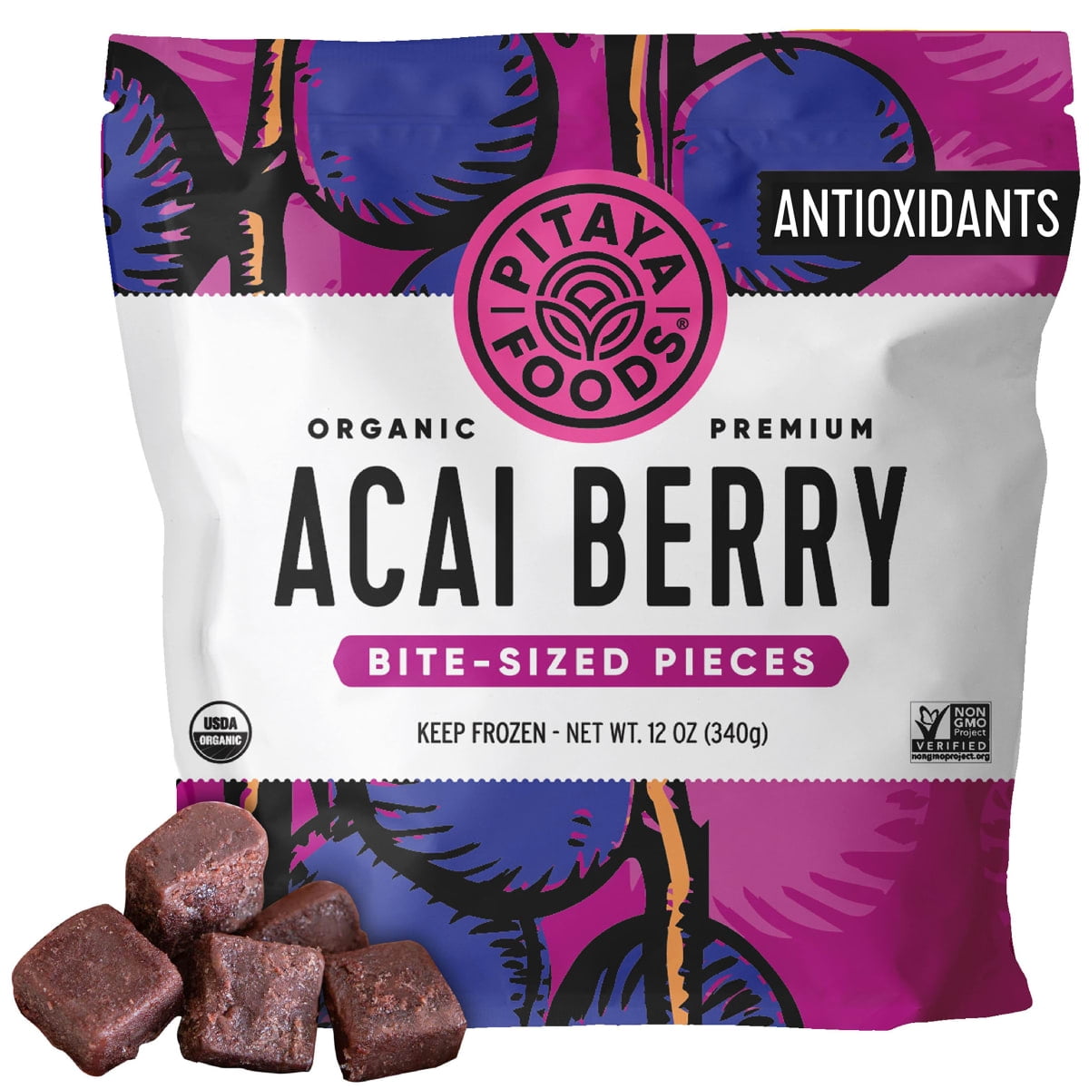 Pitaya Foods Frozen Acai Berry Pieces Pure Unsweetened Organic 12 Oz