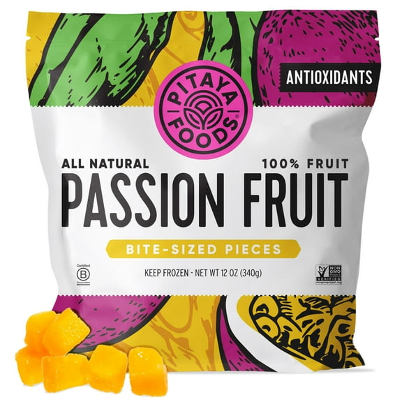 Pitaya Foods Non-Gmo Frozen Passion Fruit Pieces Vegan Gluten Free 12 Oz