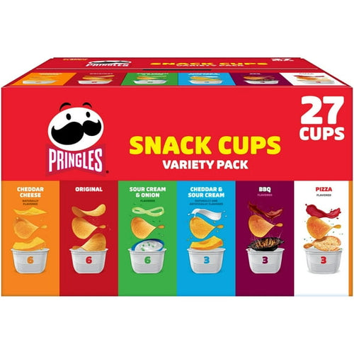 6 Flavor Variety Pack Potato Crisps Chips 27 Count Pringles
