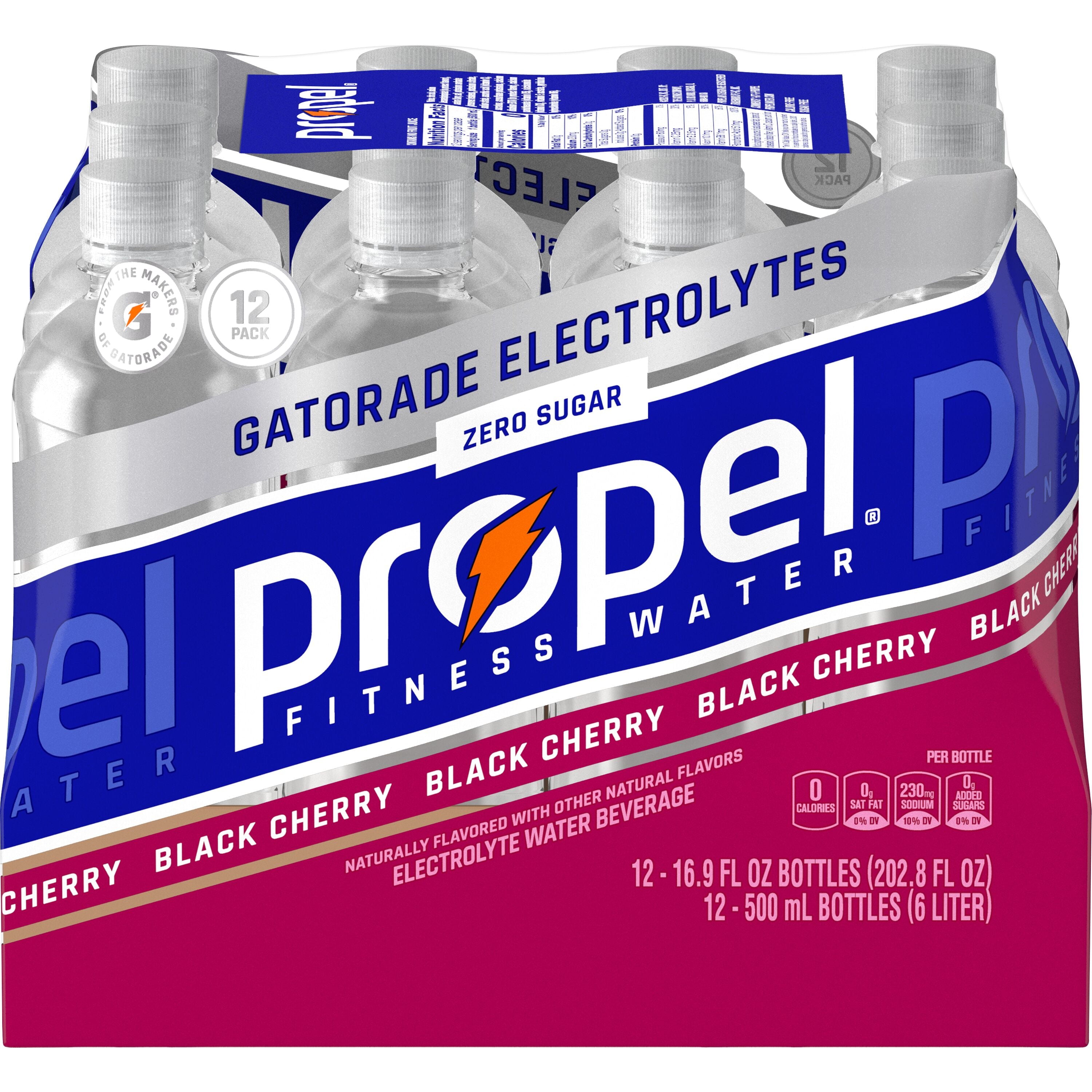 Propel Electrolyte Enhanced Water Sports Drink Black Cherry 16.9 fl oz Bottles 12 Pack