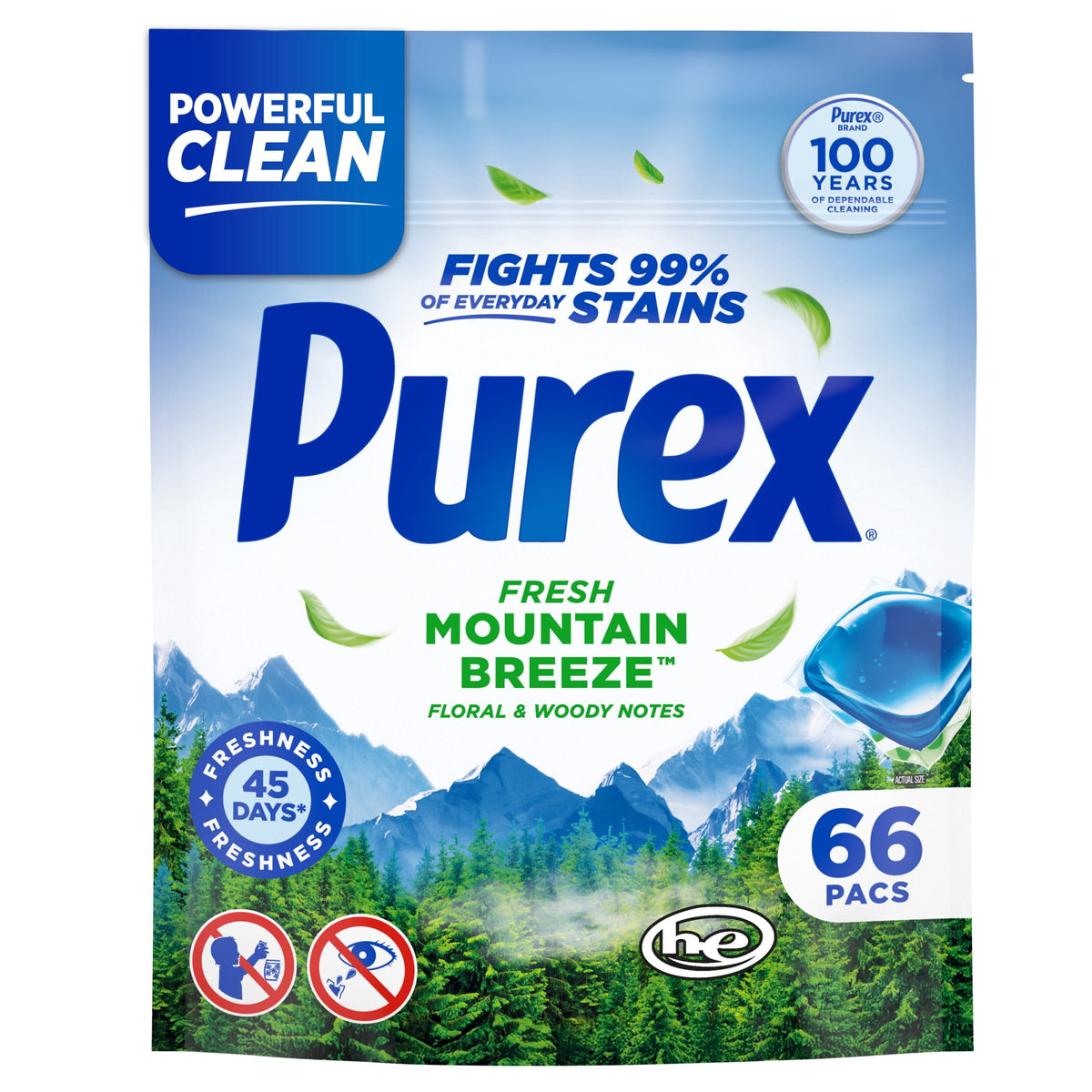 Purex Fresh Mountain Breeze Laundry Detergent Pacs 66 Count