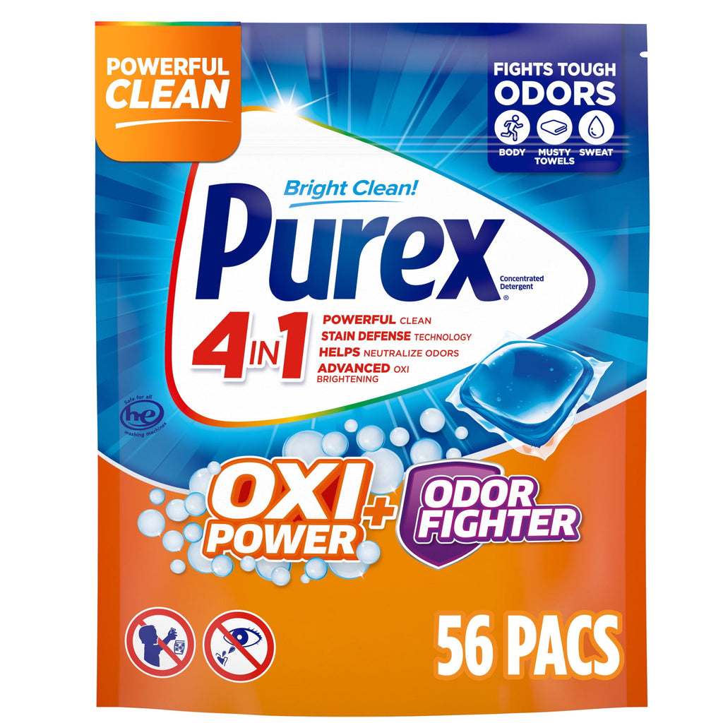 Purex Oxi Power + Odor Fighter Laundry Detergent Pacs 4-in-1 Fresh Morning Burst Scent