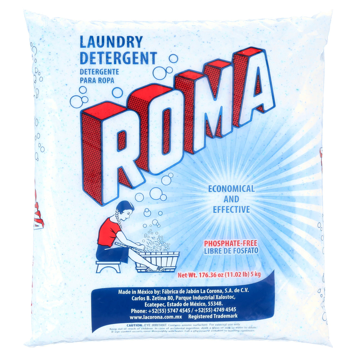 Roma Laundry Detergent Powder Heavy-Duty Biodegradable Phosphate-Free Uncented 176.36 oz 62 Loads