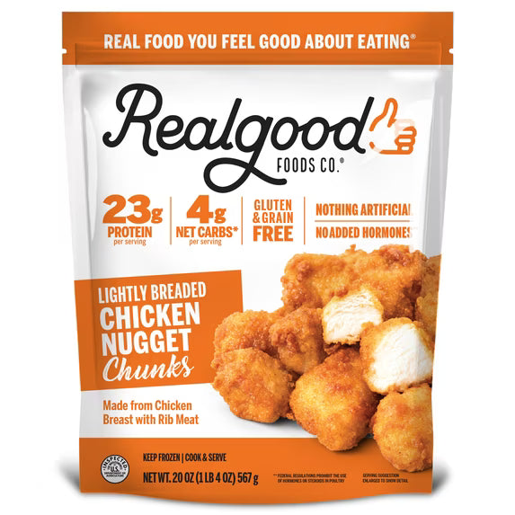 Realgood Foods Co. Lightly Breaded Chicken Breast Nuggets, 20 oz Bag (Frozen)