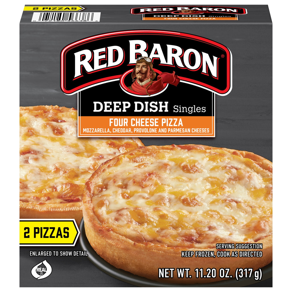 Red Baron Four Cheese Deep Dish Personal Frozen Pizza 11.2 Oz 2 Pack