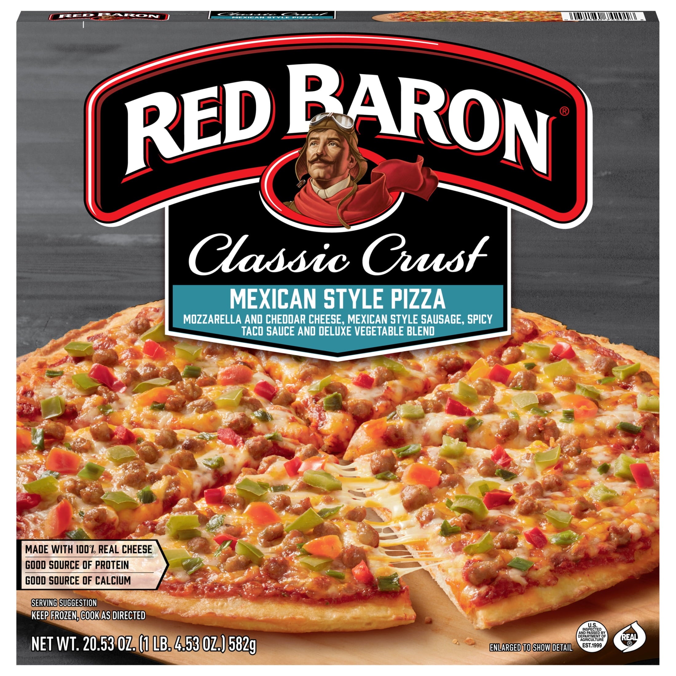 Red Baron Mexican Style Classic Crust Frozen Pizza 20.53 Oz