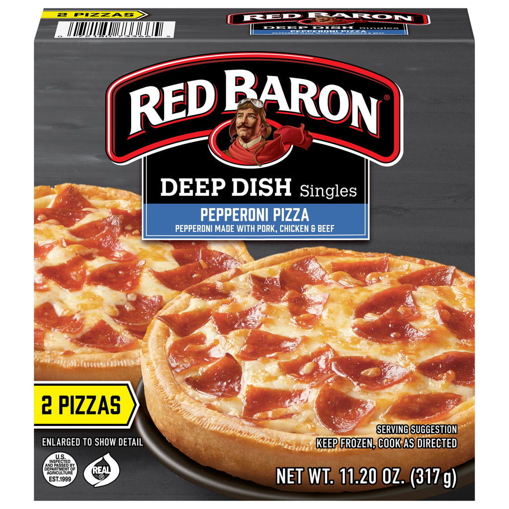 Red Baron Pepperoni Deep Dish Singles Frozen Personal Pizza 11.2 Oz 2 Pack