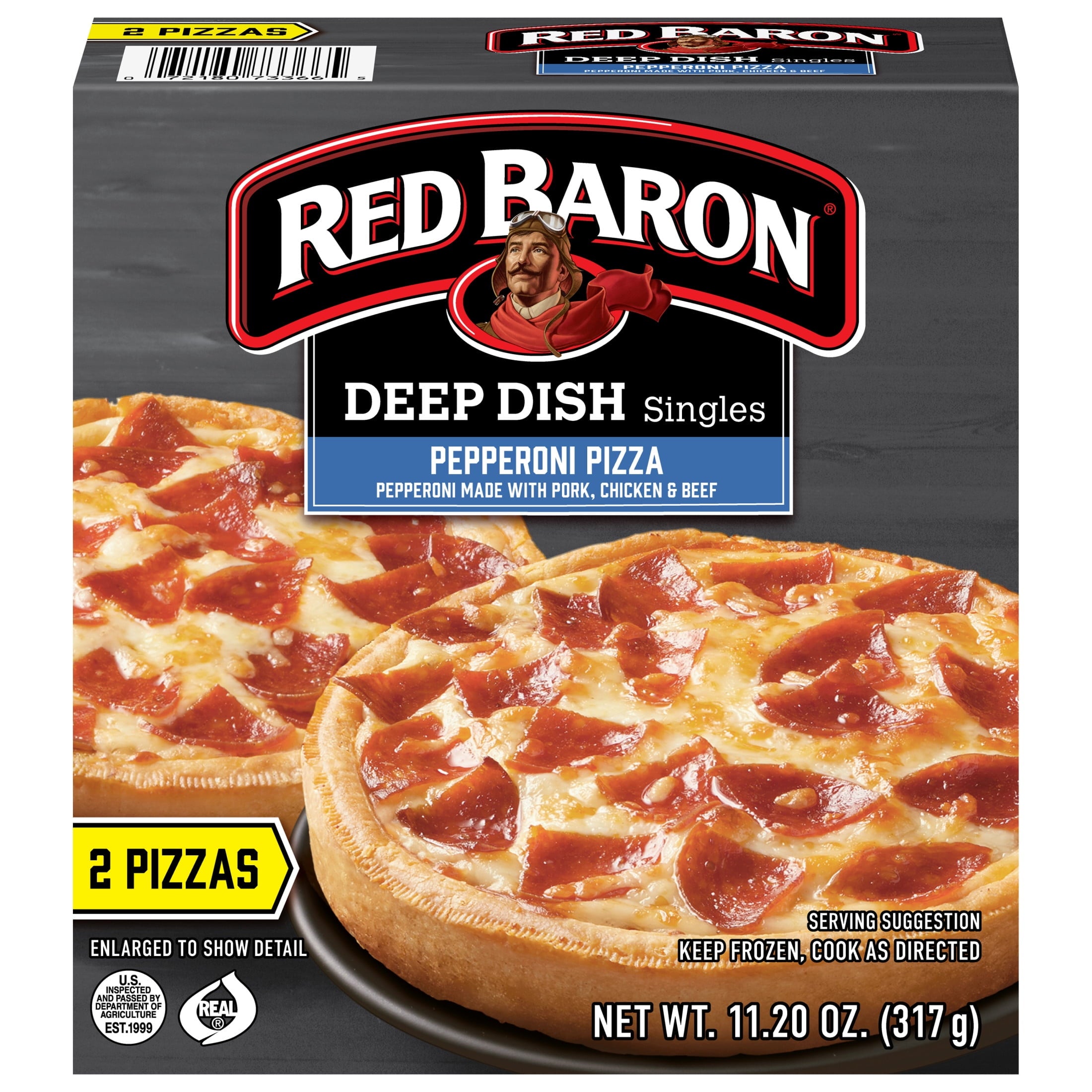 Red Baron Pepperoni Deep Dish Singles Frozen Personal Pizza 11.2 Oz 2 Pack