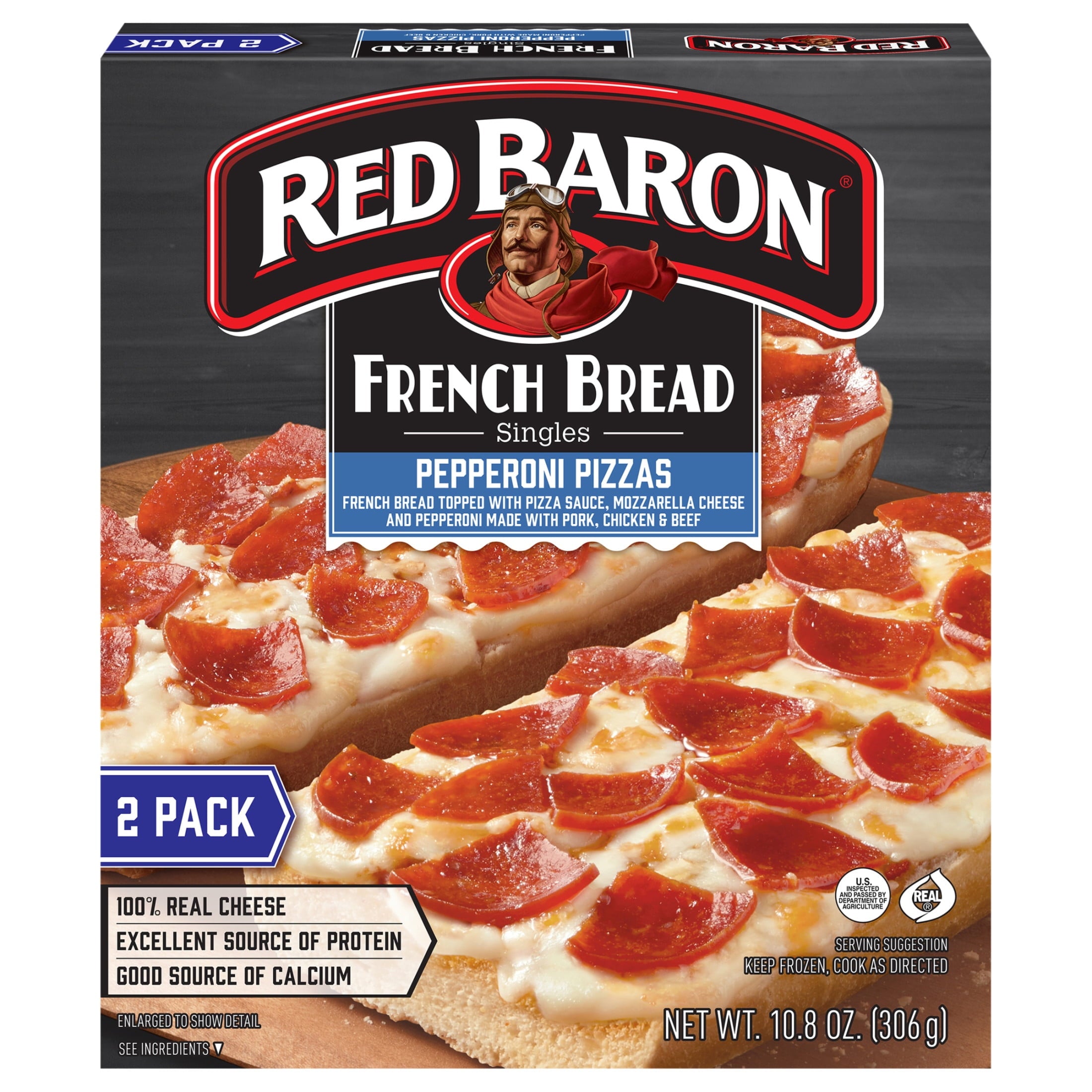 Red Baron Pepperoni French Bread Frozen Personal Pizza 10.8 Oz 2 Pack