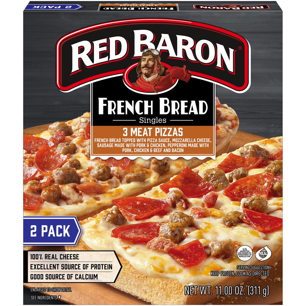 Red Baron 3 Meat French Bread Frozen Personal Pizza 11.01 Oz 2 Pack