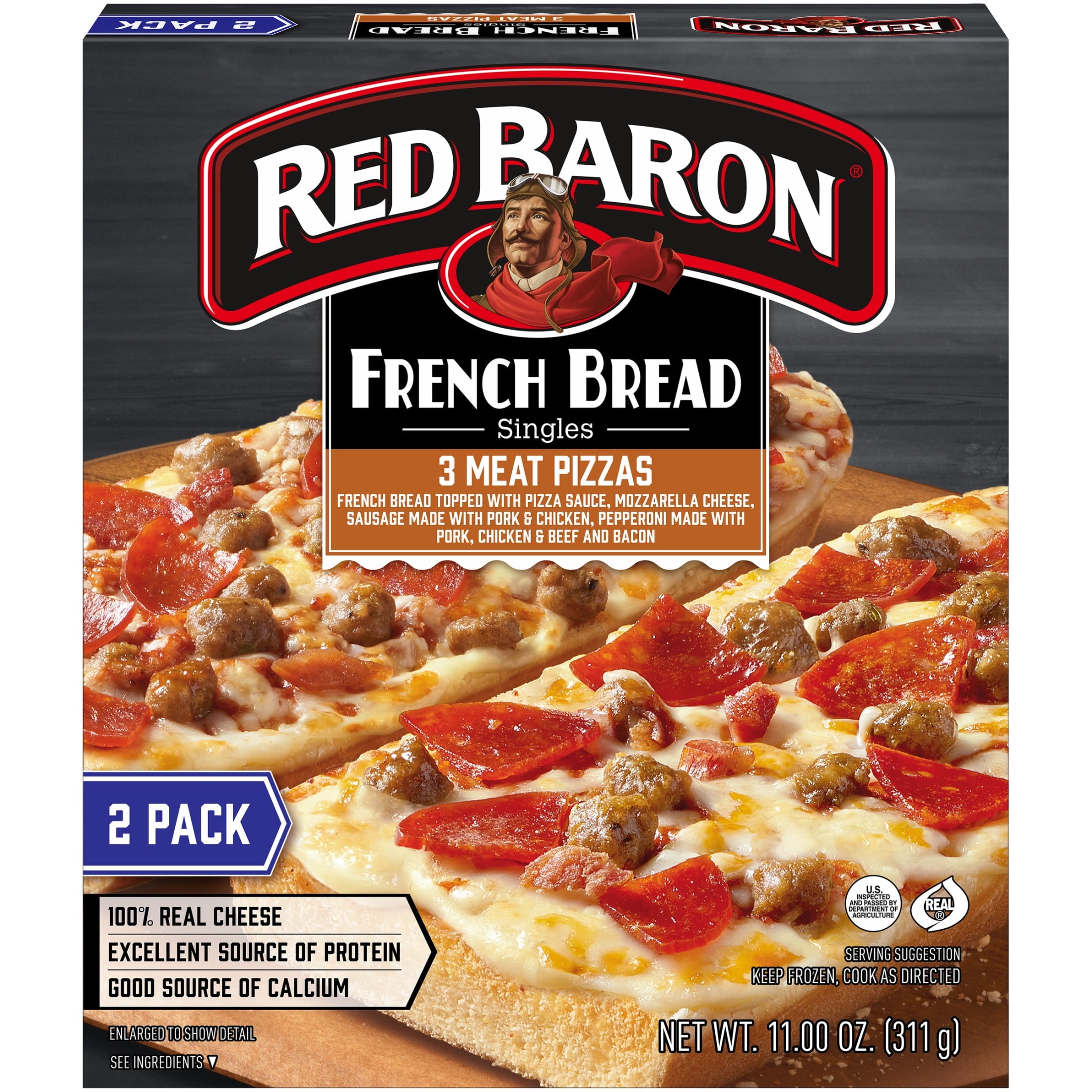 Red Baron 3 Meat French Bread Frozen Personal Pizza 11.01 Oz 2 Pack