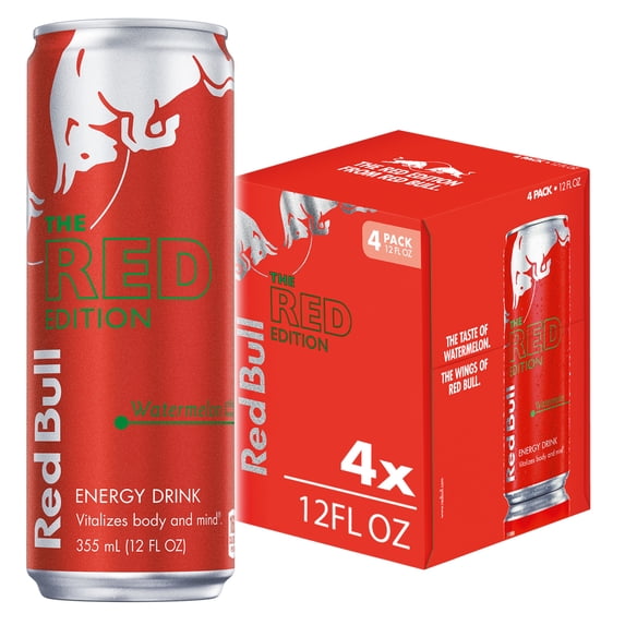 Red Bull Red Edition Energy Drink Watermelon 12 fl oz 4 Pack Cans