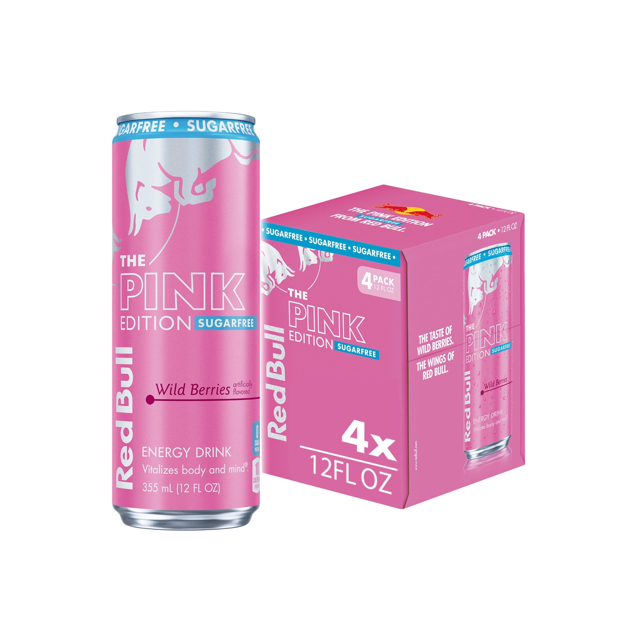 Red Bull Pink Edition Sugar Free Wild Berries Energy Drink 12 fl oz 4 Pack Cans