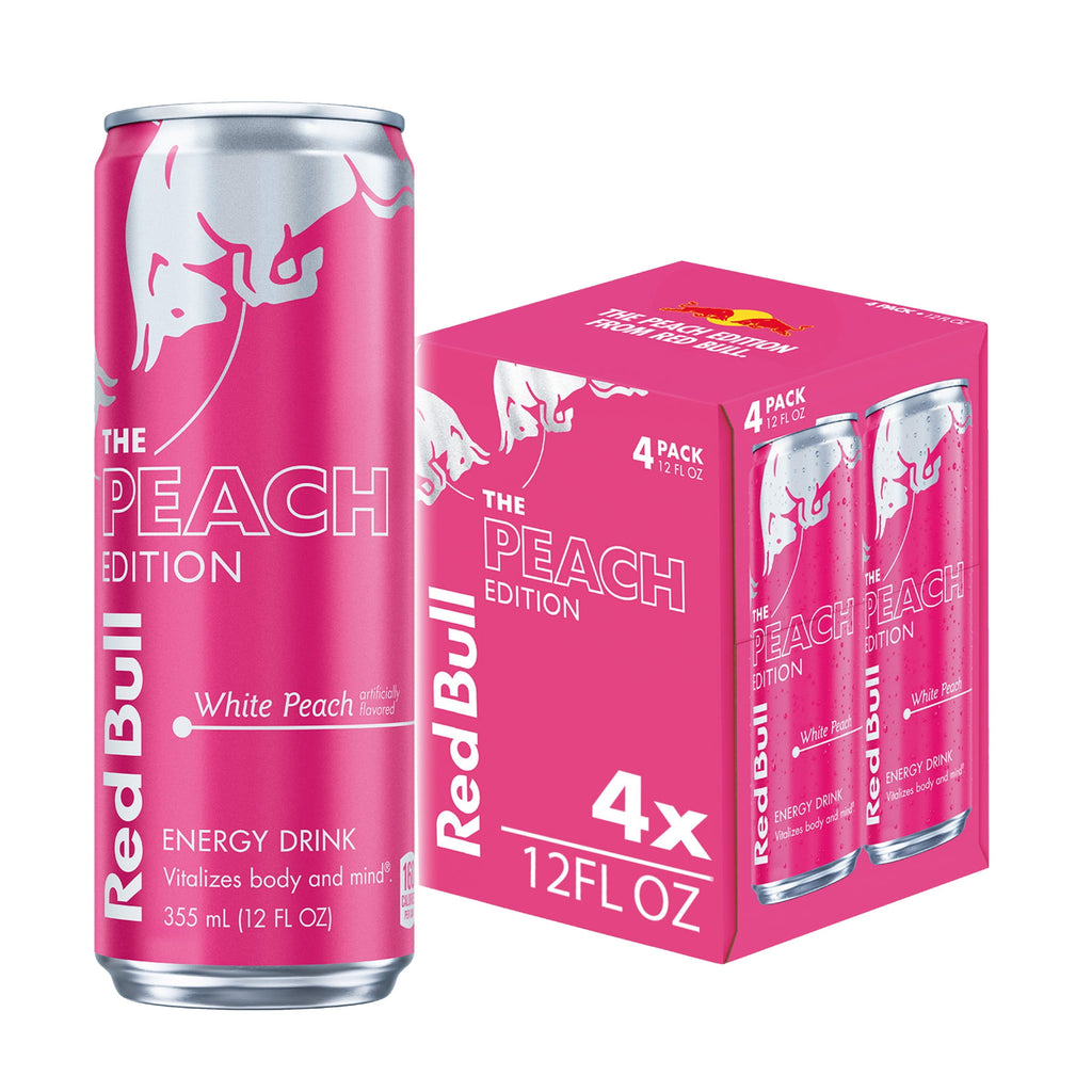 Red Bull Peach Edition Energy Drink 12 fl oz 4 Pack Cans