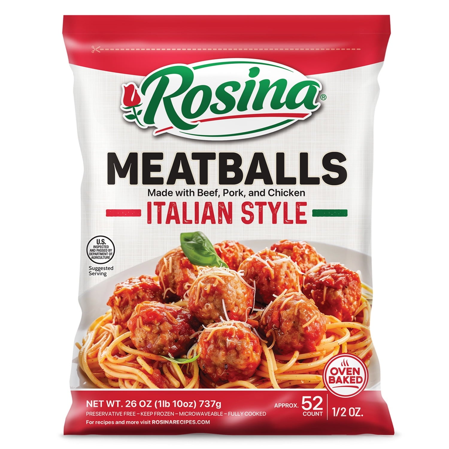 Rosina Italian Style Frozen Meatballs 26 Oz Bag