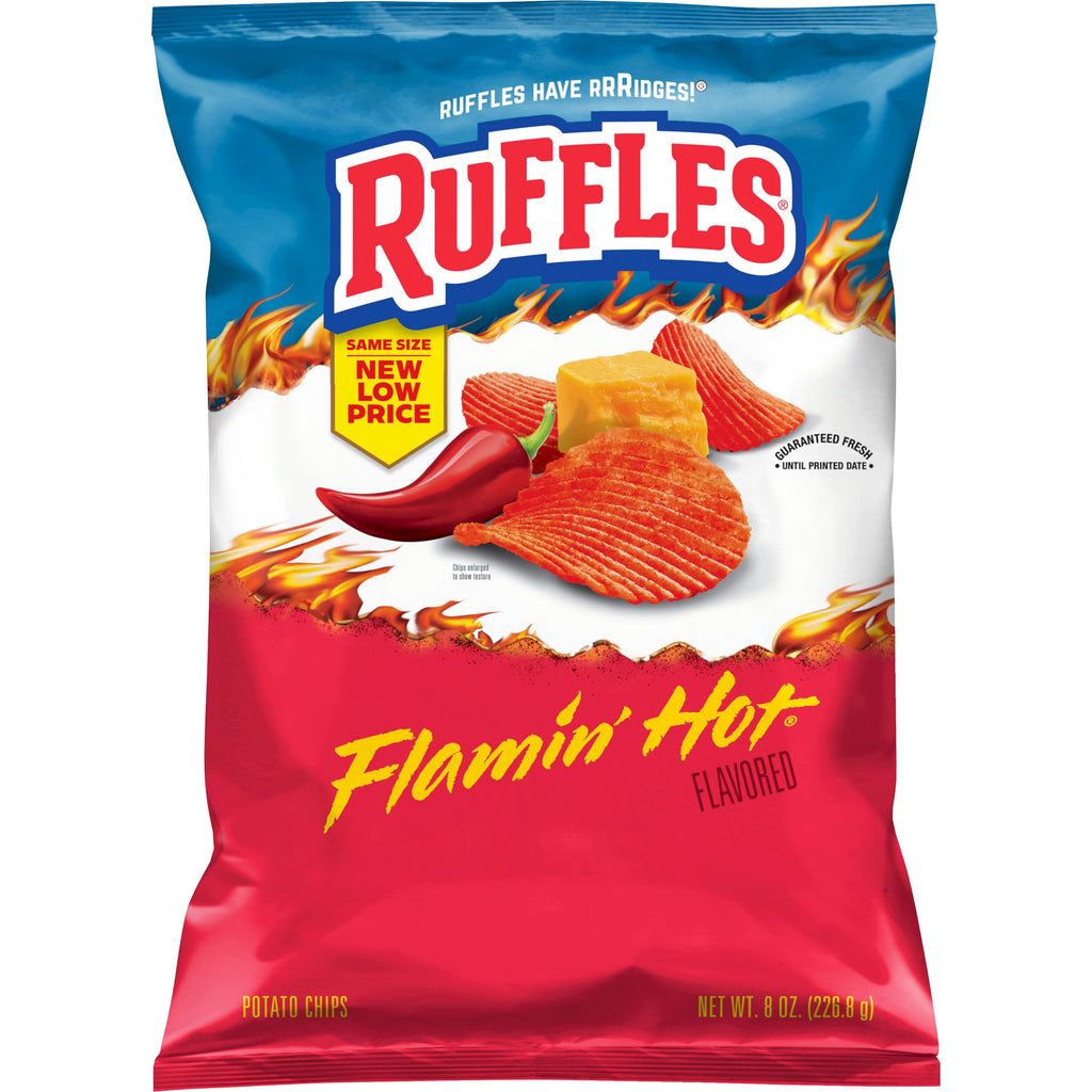 Flamin' Hot Flavored Potato Chips 8 Oz Ruffles