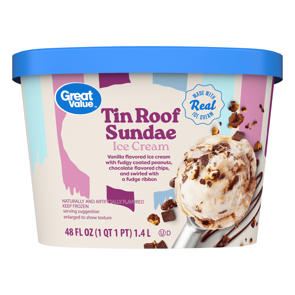 Great Value Tin Roof Sundae Ice Cream 48 Fl Oz Tub