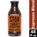 SToK Espresso Blend Naturally Caffeinated Dark Roast Black Unsweetened Cold Brew Coffee 48 fl oz Bottle